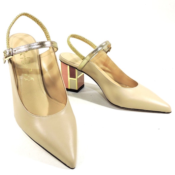 ALESSANDRO DI MARIA 🇮🇹 WOMEN BEIGE LEATHER SUMMER SANDALS - Picture 4 of 8